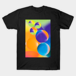 Colorful close up of oil drops in water T-Shirt